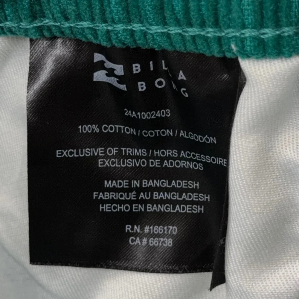 Billabong Mike EW Short 20 Mens Large Green Corduroy Elastic Waist Shorts NEW
